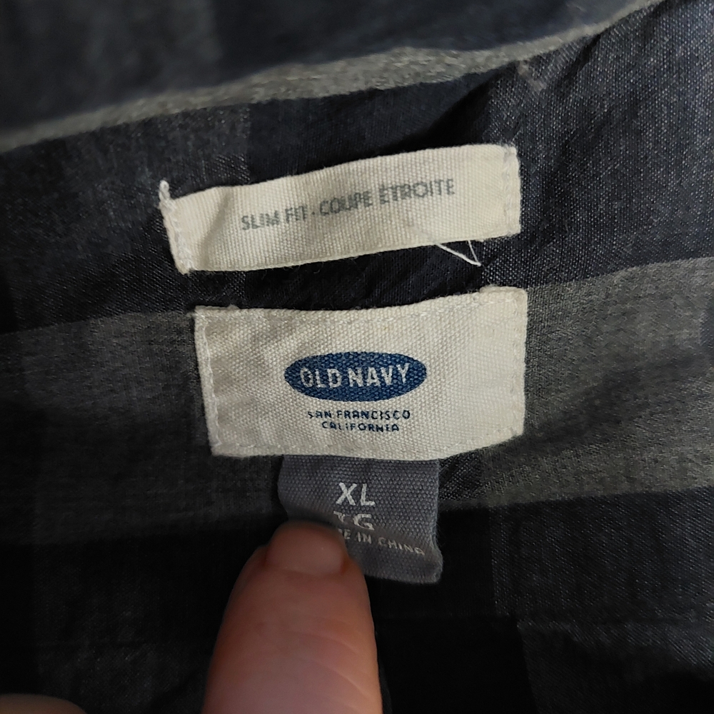 Old Navy Navy and Gray Plaid Shirt - Picture 3 of 3